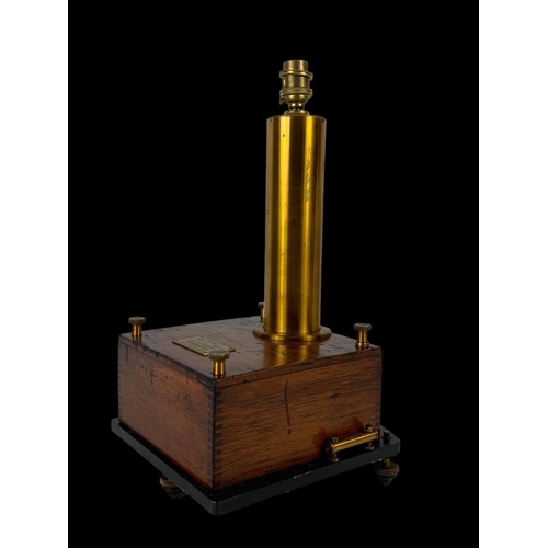 101 - A Steampunk lamp made from a High Sensitivity Galvanometer with shade base measures 22 x 22 x 40cm