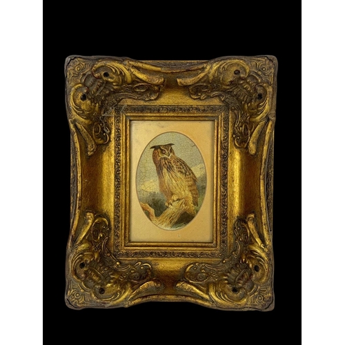 102 - An ornate gilt framed print. Frame from Carvers & Gilders Picture Makers & Restorers. 27 x 32cm.