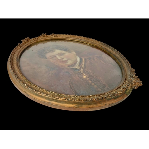 106 - A Victorian oil painting of a lady in an ornate gilt frame. 44 x 54cm including frame.