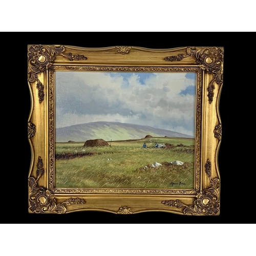 16 - An oil painting by Mason Blair “Taking A Rest” Antrim Hills. 30.5 x 25.5cm. 38.5 x 34cm.