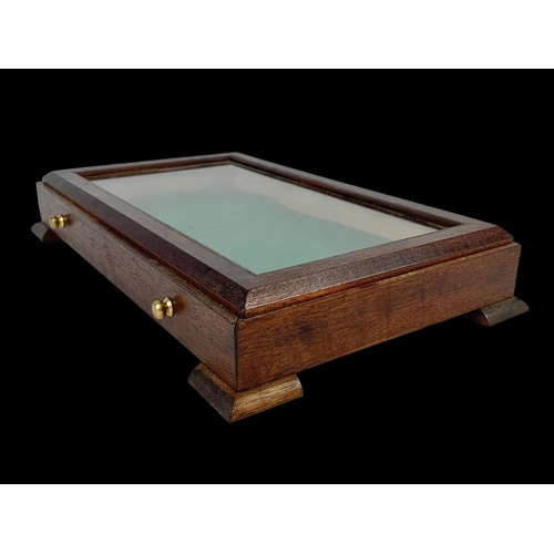 165 - A table top display case with drawer. 36.5 x 23.5 x 6cm.