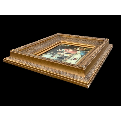 172 - A large ornate gilt framed print. Carvers & Gilders Picture Makers & Restorers. 66.5 x 8 x 56cm.