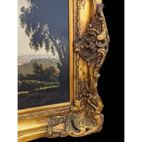 173 - Large 18th century style ornate gilt framed print, 121x91x10cm