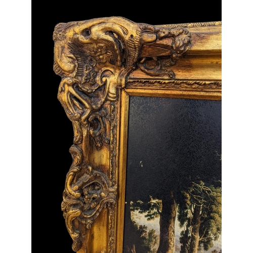 173 - Large 18th century style ornate gilt framed print, 121x91x10cm