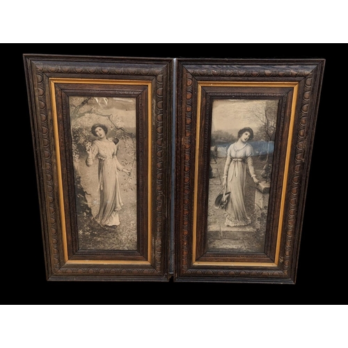 174 - Pair of late 19th century oak framed prints, circa 1880/1900, 47x83cm