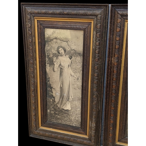 174 - Pair of late 19th century oak framed prints, circa 1880/1900, 47x83cm