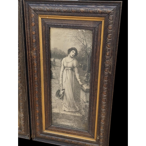 174 - Pair of late 19th century oak framed prints, circa 1880/1900, 47x83cm