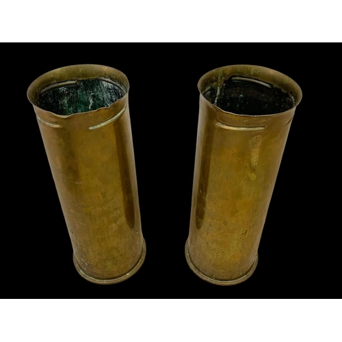 18 - A pair of large Trench Art vases. 32.5cm.
