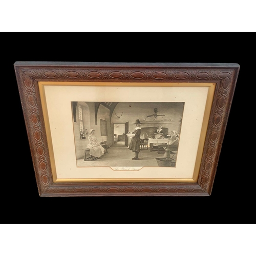 185 - 2 early 20th century oak framed prints. Circa 1900. Between Two Fires and The Black Sheep. 56 x 45cm... 