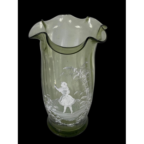 417 - A Victorian Mary Gregory glass vase. 23.5cm.