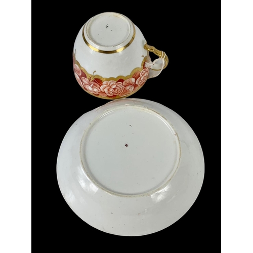 442 - An early 19th century Spode “Pluck & Dust” Rose pattern cup and saucer. Circa 1805.