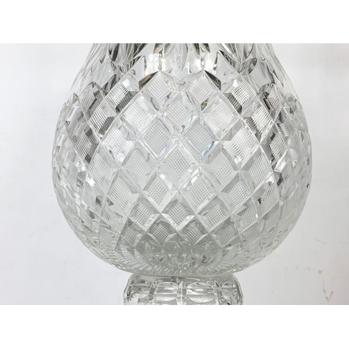 487 - A pair of very large Waterford crystal vases. 51cm tall. 23cm wide.