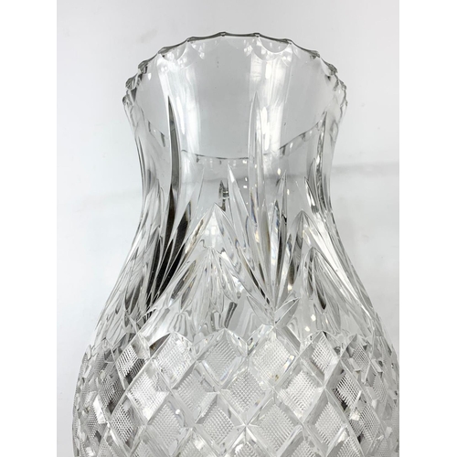 487 - A pair of very large Waterford crystal vases. 51cm tall. 23cm wide.