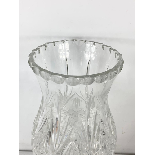 487 - A pair of very large Waterford crystal vases. 51cm tall. 23cm wide.