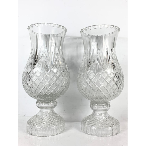 487 - A pair of very large Waterford crystal vases. 51cm tall. 23cm wide.