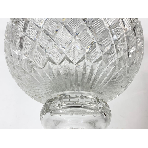 487 - A pair of very large Waterford crystal vases. 51cm tall. 23cm wide.