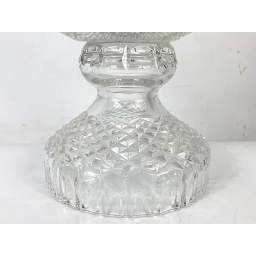 487 - A pair of very large Waterford crystal vases. 51cm tall. 23cm wide.