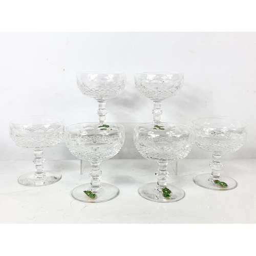 490 - A set of 6 Waterford crystal Colleen champagne glasses. 9.5 x 11cm.