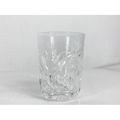 495 - A set of 4 Waterford crystal Ashling pattern tumblers. 9cm.