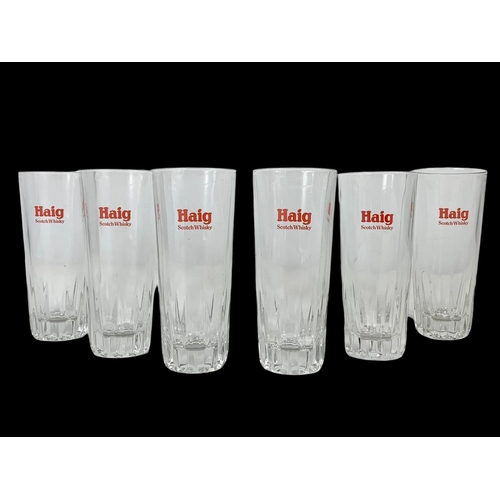 519 - A set of 6 vintage Haig Scotch Whisky glass tumblers. 15.5cm.