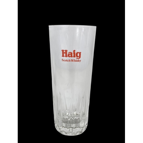 519 - A set of 6 vintage Haig Scotch Whisky glass tumblers. 15.5cm.