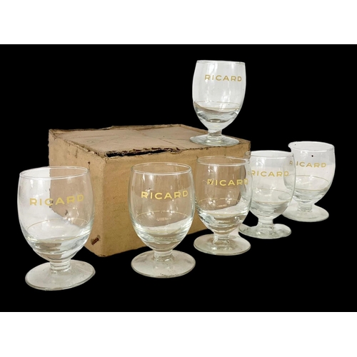 520 - A set of 6 vintage French Richard Pastis glasses in box. 10.5cm.