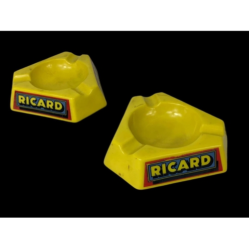 526 - A pair of vintage French Ricard plastic ashtrays. 15 x 14cm