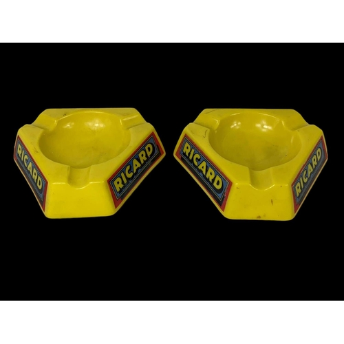 526 - A pair of vintage French Ricard plastic ashtrays. 15 x 14cm