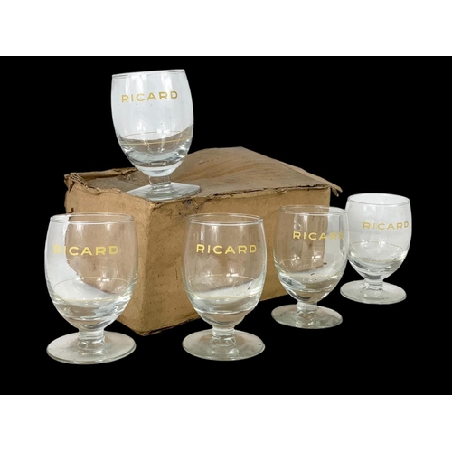 536 - A set of 5 vintage French Richard Pastis glasses in box. 10.5cm.