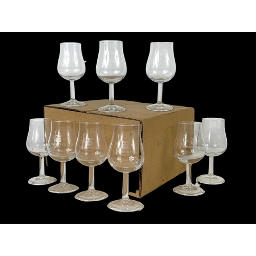 540 - A set of 9 vintage Martell Cognac glasses in box.