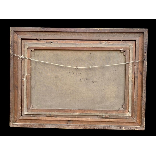 55 - A large early 20th century oil painting by H. Franks in a gilt frame. Dated 1905. Painting measures ... 