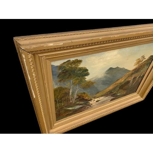 55 - A large early 20th century oil painting by H. Franks in a gilt frame. Dated 1905. Painting measures ... 