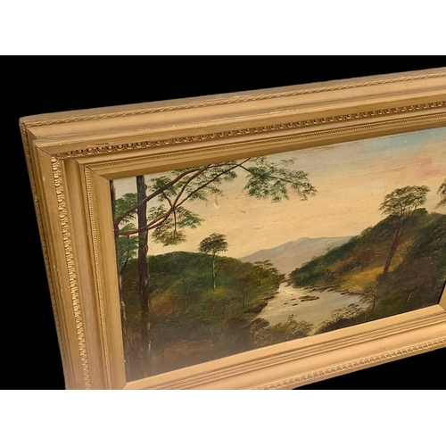 56 - A large early 20th century oil painting by H. Franks. Meeting of the Waters, Killarney. Painting mea... 