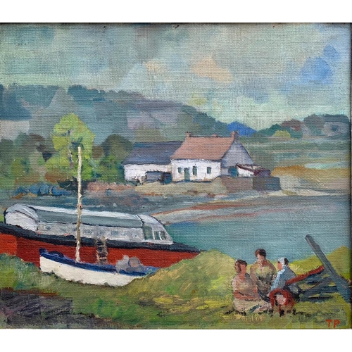 61 - An oil painting by T. H. Pitt. Groomsport. Painting measures 61 x 52cm. Frame measures 76 x 68cm.