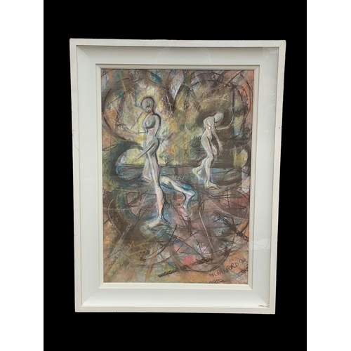 62 - An pastel artwork by H. Crawford in a shadow box frame. Painting measures 53.5 x 73.5cm. Frame measu... 