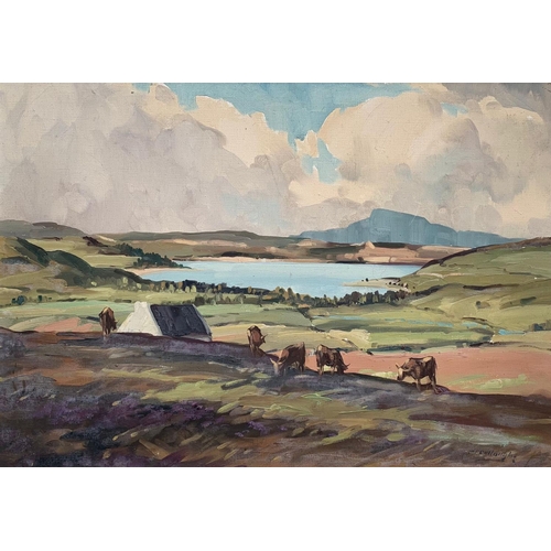 63 - An oil painting by George McCullough. Loch Rannoch with Ben Chaul-Laich. Scotland. Painting measures... 