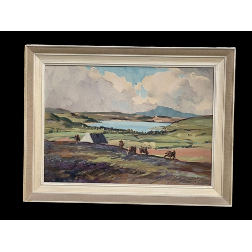 63 - An oil painting by George McCullough. Loch Rannoch with Ben Chaul-Laich. Scotland. Painting measures... 