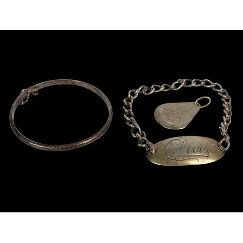 657 - 2 silver bracelets and pendant.