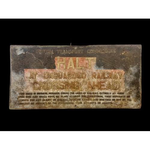 67 - A large vintage railway sign and a car plate. 104 x 50.5cm.