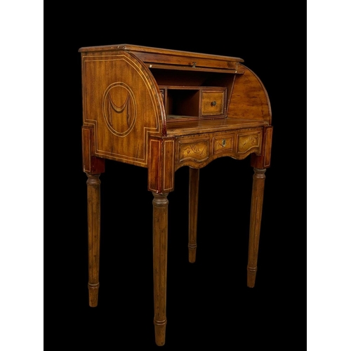 789 - A French style cylinder writing desk. 65 x 41.5 x 99.5cm