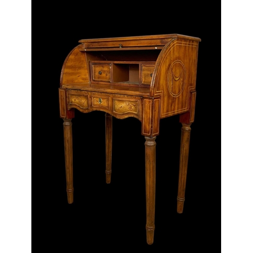 789 - A French style cylinder writing desk. 65 x 41.5 x 99.5cm