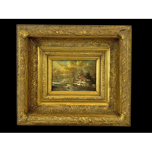 79 - An early 20th century oil painting in an ornate gilt frame. Signed YSL. 41.5 x 36.5cm including fram... 