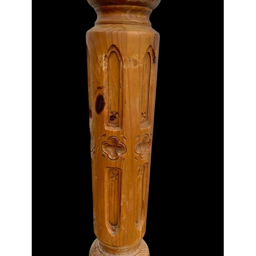 796 - A pair of large pine jardiniere stands. 35 x 101cm.