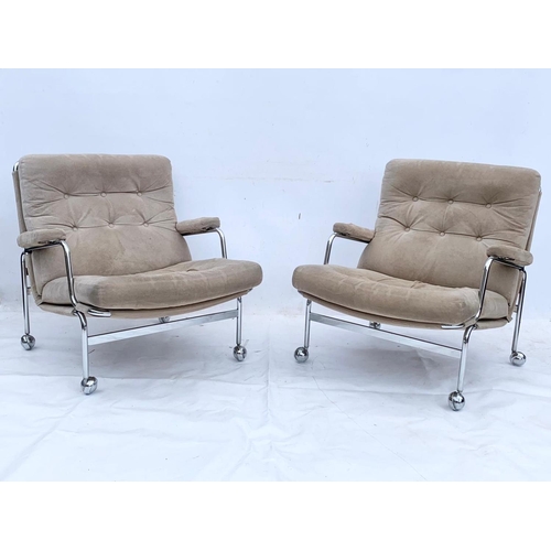 811 - A pair of Swedish “Karin” lounge chairs designed by Bruno Mathsson for DUX. 1970’s mid century Swede... 