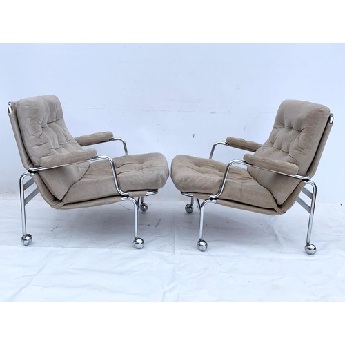 811 - A pair of Swedish “Karin” lounge chairs designed by Bruno Mathsson for DUX. 1970’s mid century Swede... 