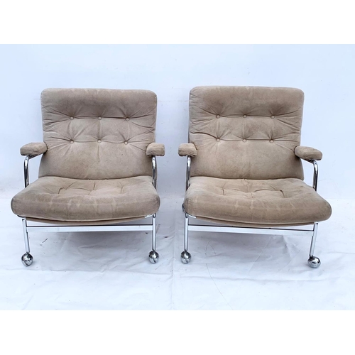 811 - A pair of Swedish “Karin” lounge chairs designed by Bruno Mathsson for DUX. 1970’s mid century Swede... 