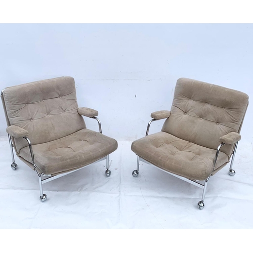 811 - A pair of Swedish “Karin” lounge chairs designed by Bruno Mathsson for DUX. 1970’s mid century Swede... 