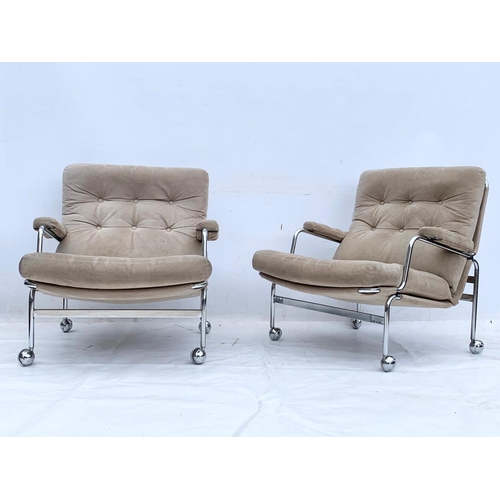 811 - A pair of Swedish “Karin” lounge chairs designed by Bruno Mathsson for DUX. 1970’s mid century Swede... 