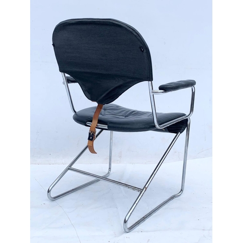 812 - A Swedish leather and chrome “Sam” desk chair designed by Sam Larsson for DUX. Mid century Sweden. C... 