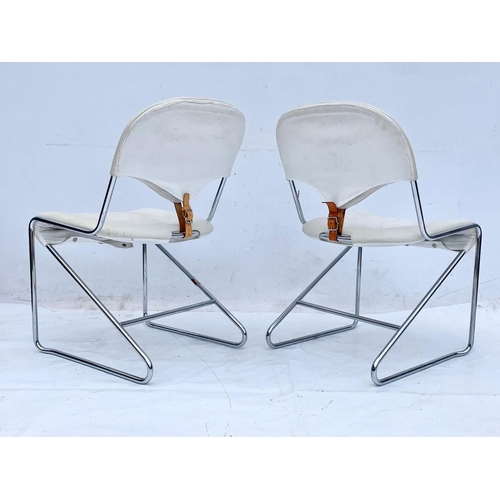 813 - A pair of Swedish leather and chrome “Sam” chairs designed by Sam Larsson for DUX. Mid century Swede... 